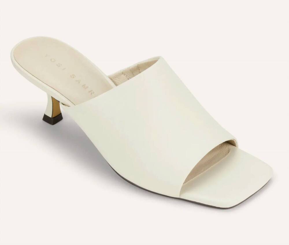 NEW YOSI SAMRA women's wren kitten heel mule sandal in cream